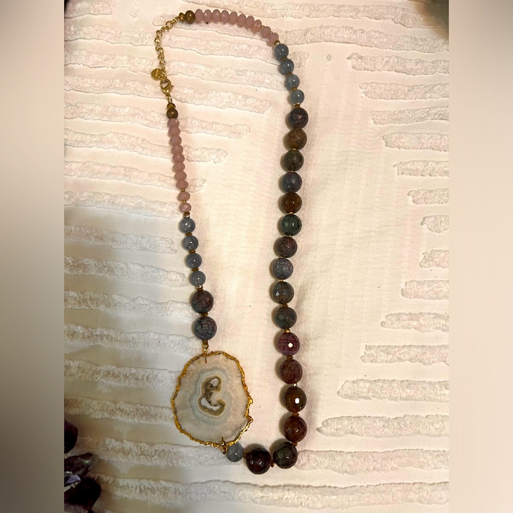 Agate Amethyst, And Quartz Statement Necklace - image 1